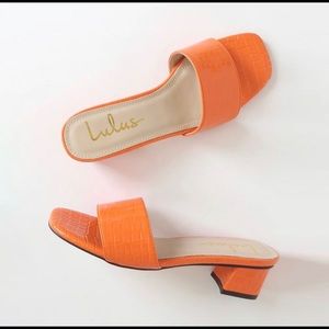 Orange Croc High Heel Sandals Size 10 Lulus